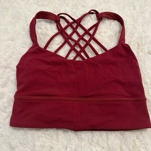 Lululemon Free to Be Longline Bra-Wild Light Support in burgundy, size 6